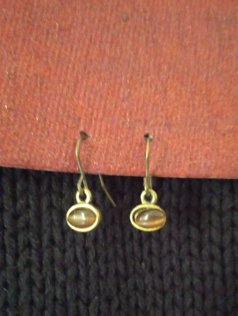 Antique Bronze Petite Iridescent Oval Drop Earrings
